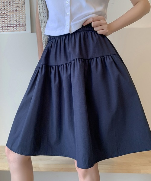 セール】Nia(ニア)/ミディアム丈 ガーリーフレアスカート（スカート