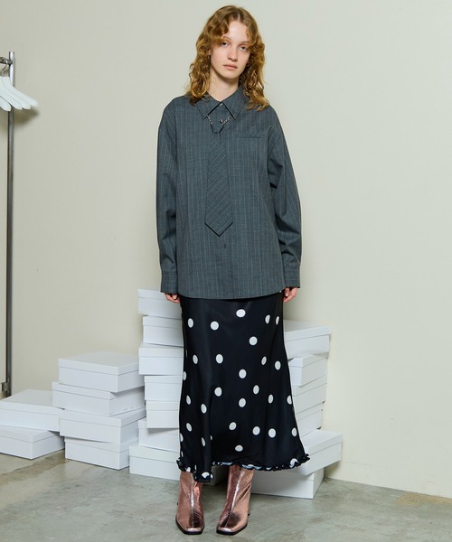 MAISON SPECIAL（メゾンスペシャル）の「Chain Tie Shirt/チェーンネクタイシャツ（シャツ/ブラウス・レディース・ベージュ/グレー/ドット・FREE）」の20枚目の写真