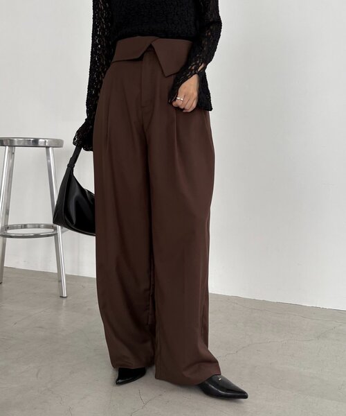 CAPRICIEUX LE'MAGE(カプリシューレマージュ)の「ウエスト折返しワイドパンツ(その他パンツ・レディース・ベージュ/グレー/ブラウン・38/36)」の2枚目の写真