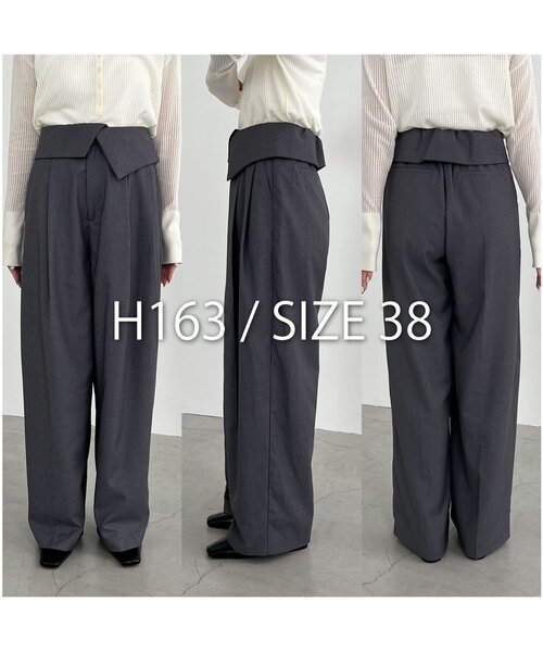 CAPRICIEUX LE'MAGE(カプリシューレマージュ)の「ウエスト折返しワイドパンツ(その他パンツ・レディース・ベージュ/グレー/ブラウン・38/36)」の5枚目の写真