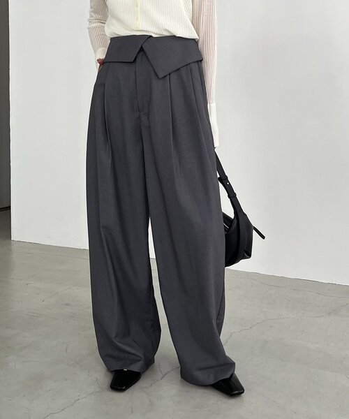 CAPRICIEUX LE'MAGE(カプリシューレマージュ)の「ウエスト折返しワイドパンツ(その他パンツ・レディース・ベージュ/グレー/ブラウン・38/36)」の7枚目の写真