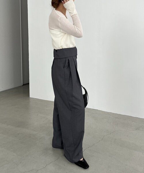 CAPRICIEUX LE'MAGE(カプリシューレマージュ)の「ウエスト折返しワイドパンツ(その他パンツ・レディース・ベージュ/グレー/ブラウン・38/36)」の9枚目の写真
