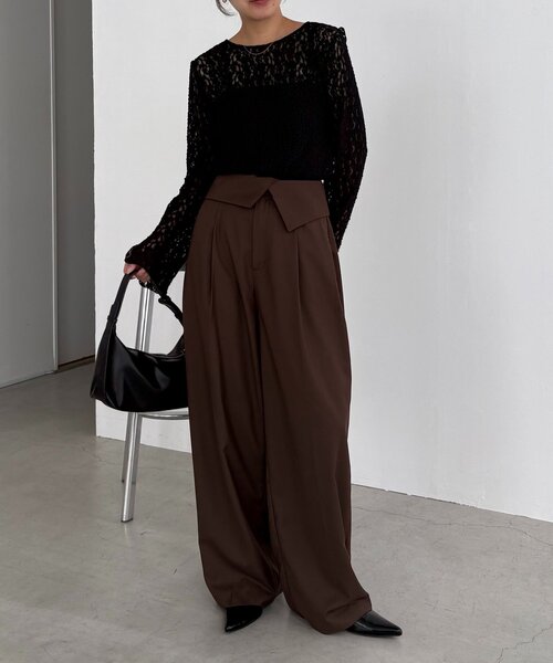 CAPRICIEUX LE'MAGE(カプリシューレマージュ)の「ウエスト折返しワイドパンツ(その他パンツ・レディース・ベージュ/グレー/ブラウン・38/36)」の18枚目の写真