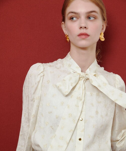 LOULOU WILLOUGHBY チドリジャガードリボンブラウス ☆LOULOU