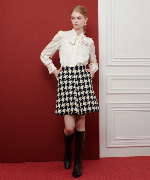 LOULOU WILLOUGHBY】KEYジャガードボウタイブラウス（シャツ