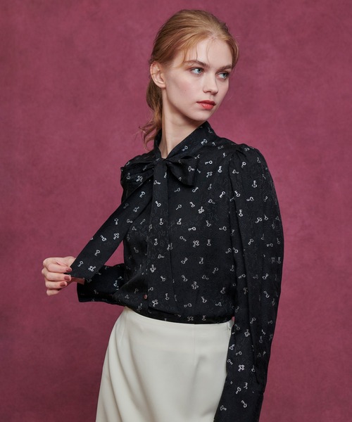 セール】【LOULOU WILLOUGHBY】KEYジャガードボウタイブラウス