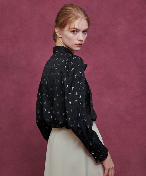 LOULOU WILLOUGHBY】KEYジャガードボウタイブラウス（シャツ