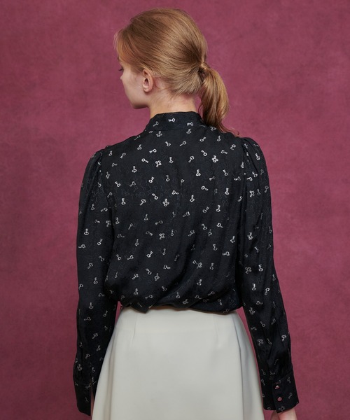 セール】【LOULOU WILLOUGHBY】KEYジャガードボウタイブラウス