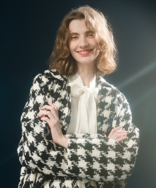 美品☆ルルウィルビー ボウタイ ブラウス ジャガード フリルカラー 総柄 日本製 セール】【LOULOU WILLOUGHBY】KEYジャガードボウタイブラウス