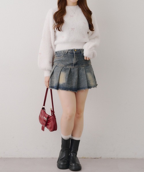 Another Branch olive des olive(アナザーブランチオリーブデオリーブ)の「リボン刺しゅうフェザープルオーバー(ニット/セーター・レディース・ブラック/アイボリー/ベージュ/ラベンダー/レッド/ホワイト系その他/ベージュ系その他・FREE)」の19枚目の写真