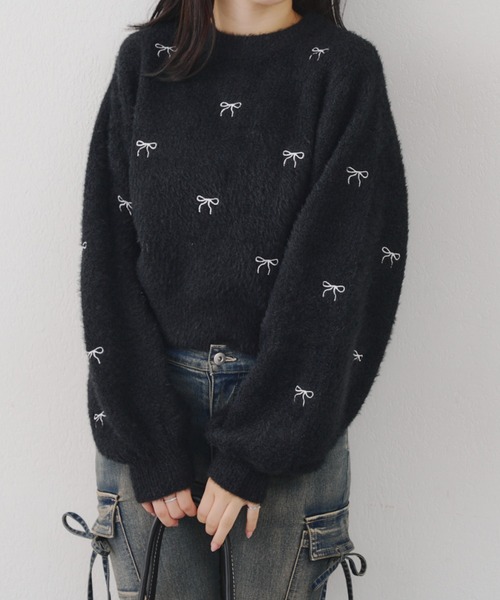 Another Branch olive des olive(アナザーブランチオリーブデオリーブ)の「リボン刺しゅうフェザープルオーバー(ニット/セーター・レディース・ブラック/アイボリー/ベージュ/ラベンダー/レッド/ホワイト系その他/ベージュ系その他・FREE)」の16枚目の写真
