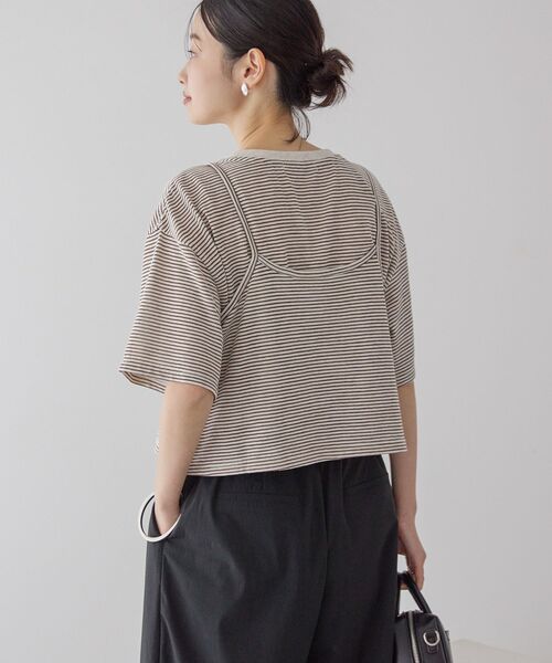 AMERICAN HOLIC（アメリカンホリック）の「【2点セット】キャミレイヤードTシャツ（Tシャツ/カットソー・レディース・ブラック/ブラウン・M/L）」の13枚目の写真