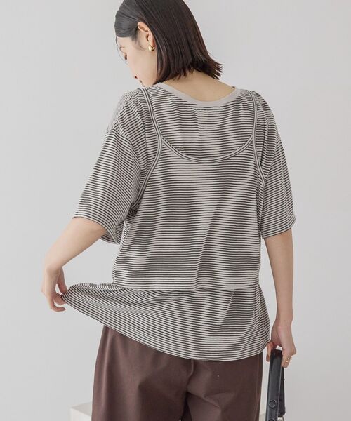 AMERICAN HOLIC（アメリカンホリック）の「【2点セット】キャミレイヤードTシャツ（Tシャツ/カットソー・レディース・ブラック/ブラウン・M/L）」の6枚目の写真