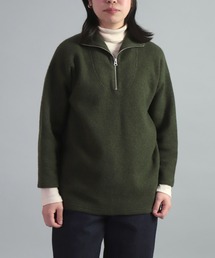 [OMNIGOD womens / オムニゴッド] 接結ウール ハーフジップトレーナー