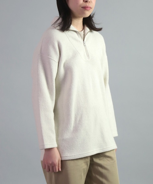 OMNIGOD（オムニゴッド）の「[OMNIGOD womens / オムニゴッド] 接結ウール ハーフジップトレーナー（ニット/セーター・レディース・オリーブ/アイボリー・0）」の7枚目の写真