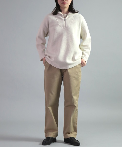 OMNIGOD（オムニゴッド）の「[OMNIGOD womens / オムニゴッド] 接結ウール ハーフジップトレーナー（ニット/セーター・レディース・オリーブ/アイボリー・0）」の8枚目の写真