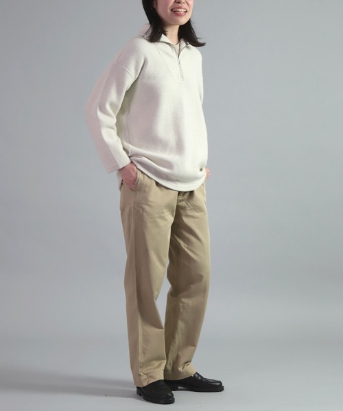 OMNIGOD（オムニゴッド）の「[OMNIGOD womens / オムニゴッド] 接結ウール ハーフジップトレーナー（ニット/セーター・レディース・オリーブ/アイボリー・0）」の9枚目の写真