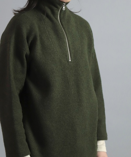 OMNIGOD（オムニゴッド）の「[OMNIGOD womens / オムニゴッド] 接結ウール ハーフジップトレーナー（ニット/セーター・レディース・オリーブ/アイボリー・0）」の16枚目の写真