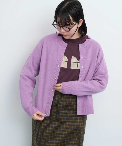 I am I in fact...(アイアムアイインファクト)の「_UPW数字刺繍クルーカーディガン(カーディガン/ボレロ・レディース・ブラウン/パープル/ブルー/レッド/チャコールグレー/その他/ブラック系その他・FREE)」の6枚目の写真