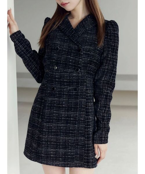 EATME（イートミー）の「テーラードカラーミニワンピース（ワンピース・レディース・オフホワイト/ブラック/ブルー・FREE）」の2枚目の写真