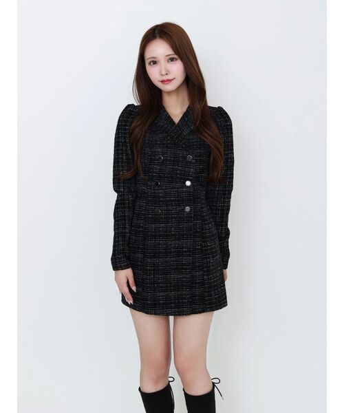 EATME（イートミー）の「テーラードカラーミニワンピース（ワンピース・レディース・オフホワイト/ブラック/ブルー・FREE）」の4枚目の写真