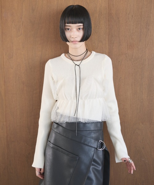 チュールコンビリブトップス（ニット/セーター）｜AIC.（エーアイシー