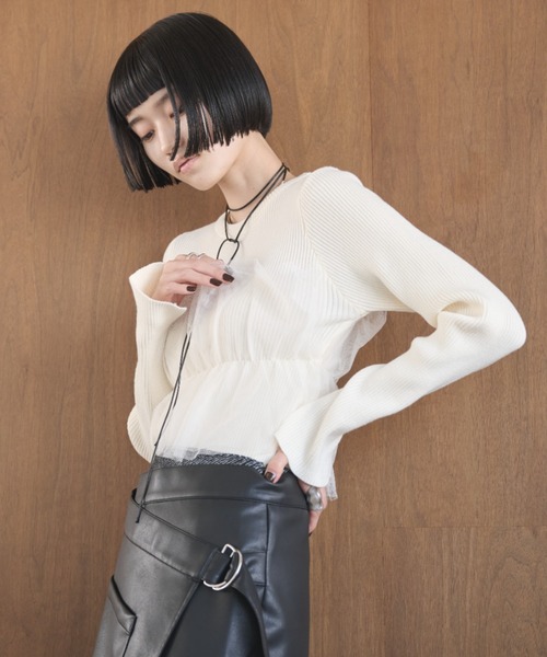 チュールコンビリブトップス（ニット/セーター）｜AIC.（エーアイシー
