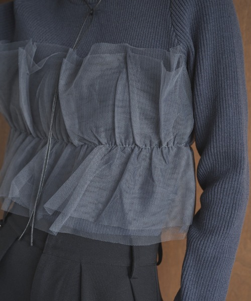 AIC.（エーアイシー）の「チュールコンビリブトップス（ニット/セーター・レディース・オフホワイト/ブラック/チャコールグレー・FREE）」の15枚目の写真