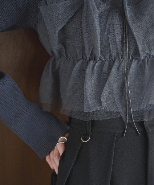 AIC.（エーアイシー）の「チュールコンビリブトップス（ニット/セーター・レディース・オフホワイト/ブラック/チャコールグレー・FREE）」の16枚目の写真