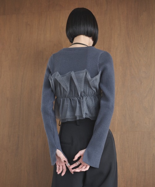 AIC.（エーアイシー）の「チュールコンビリブトップス（ニット/セーター・レディース・オフホワイト/ブラック/チャコールグレー・FREE）」の12枚目の写真