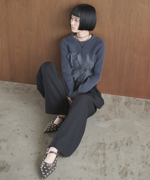 AIC.（エーアイシー）の「チュールコンビリブトップス（ニット/セーター・レディース・オフホワイト/ブラック/チャコールグレー・FREE）」の19枚目の写真