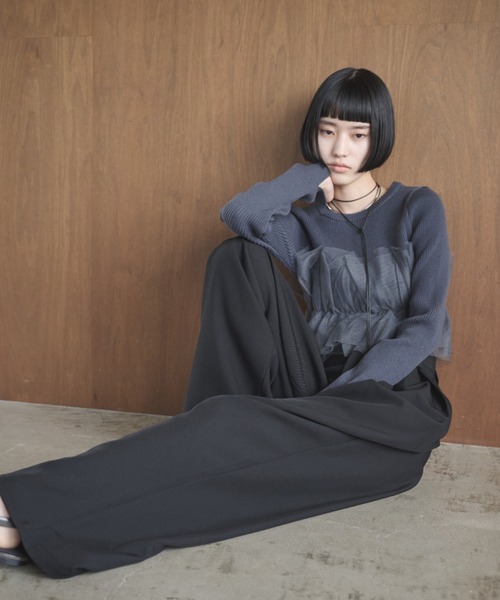 AIC.（エーアイシー）の「チュールコンビリブトップス（ニット/セーター・レディース・オフホワイト/ブラック/チャコールグレー・FREE）」の20枚目の写真