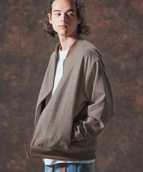 Jih Nunc（ジーヌンク）の「mj10995-ウール混ツイードショート丈リブブルゾン(JIH-R1129)（ブルゾン・メンズ・ネイビー/ベージュ/ホワイト・L/M/S）」の3枚目の写真