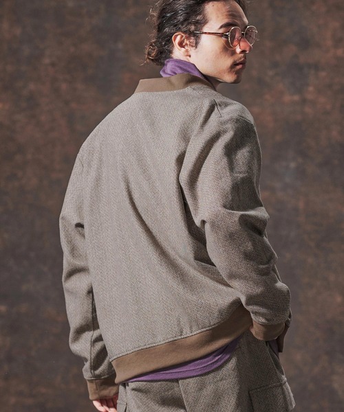 Jih Nunc（ジーヌンク）の「mj10995-ウール混ツイードショート丈リブブルゾン(JIH-R1129)（ブルゾン・メンズ・ネイビー/ベージュ/ホワイト・L/M/S）」の6枚目の写真