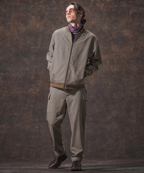 Jih Nunc（ジーヌンク）の「mj10995-ウール混ツイードショート丈リブブルゾン(JIH-R1129)（ブルゾン・メンズ・ネイビー/ベージュ/ホワイト・L/M/S）」の8枚目の写真