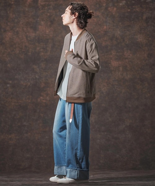 Jih Nunc（ジーヌンク）の「mj10995-ウール混ツイードショート丈リブブルゾン(JIH-R1129)（ブルゾン・メンズ・ネイビー/ベージュ/ホワイト・L/M/S）」の9枚目の写真