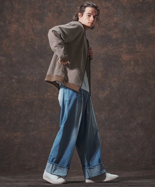 Jih Nunc（ジーヌンク）の「mj10995-ウール混ツイードショート丈リブブルゾン(JIH-R1129)（ブルゾン・メンズ・ネイビー/ベージュ/ホワイト・L/M/S）」の10枚目の写真