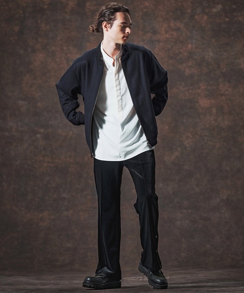 Jih Nunc（ジーヌンク）の「mj10995-ウール混ツイードショート丈リブブルゾン(JIH-R1129)（ブルゾン・メンズ・ネイビー/ベージュ/ホワイト・L/M/S）」の15枚目の写真