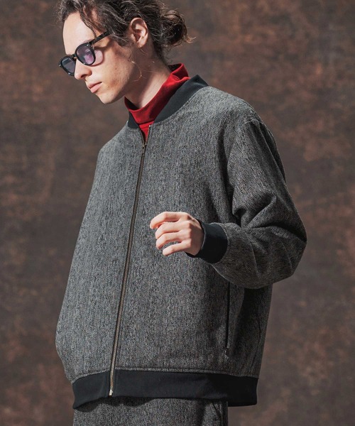 Jih Nunc（ジーヌンク）の「mj10995-ウール混ツイードショート丈リブブルゾン(JIH-R1129)（ブルゾン・メンズ・ネイビー/ベージュ/ホワイト・L/M/S）」の17枚目の写真