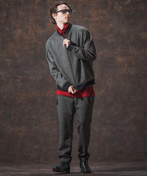 Jih Nunc（ジーヌンク）の「mj10995-ウール混ツイードショート丈リブブルゾン(JIH-R1129)（ブルゾン・メンズ・ネイビー/ベージュ/ホワイト・L/M/S）」の19枚目の写真