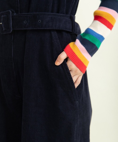 CHILD WOMAN（チャイルドウーマン）の「14Wコーデュロイ ウエストベルトオールインワン（つなぎ/オールインワン・レディース・ネイビー/ブラウン・FREE）」の9枚目の写真