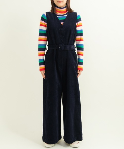CHILD WOMAN（チャイルドウーマン）の「14Wコーデュロイ ウエストベルトオールインワン（つなぎ/オールインワン・レディース・ネイビー/ブラウン・FREE）」の11枚目の写真