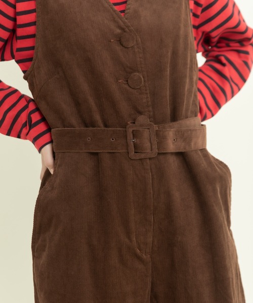 CHILD WOMAN（チャイルドウーマン）の「14Wコーデュロイ ウエストベルトオールインワン（つなぎ/オールインワン・レディース・ネイビー/ブラウン・FREE）」の22枚目の写真