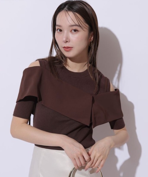 Mystrada（マイストラーダ）の「5分袖ビックカラーニット（ニット