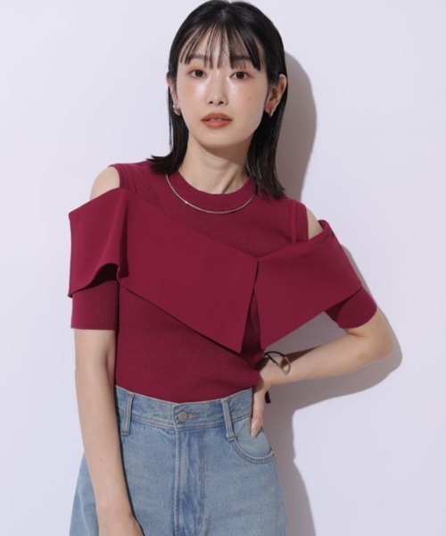 【新品】Mystrada アシメフリルニット 五分袖 Mystrada（マイストラーダ）の「5分袖アシメフリルニット