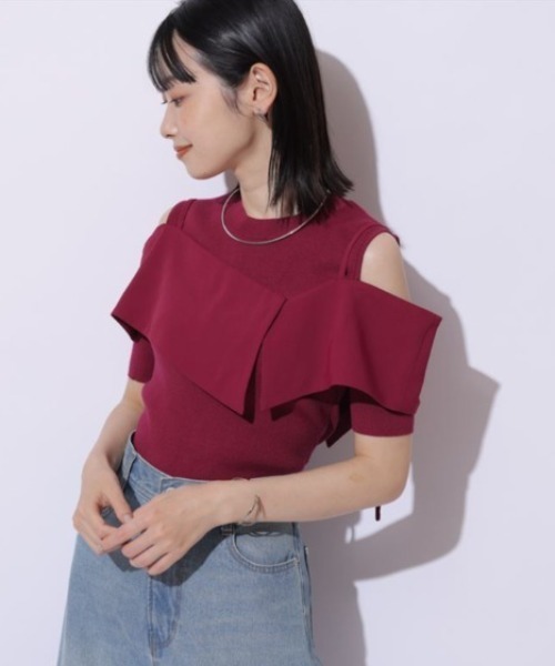 Mystrada（マイストラーダ）の「5分袖ビックカラーニット（ニット