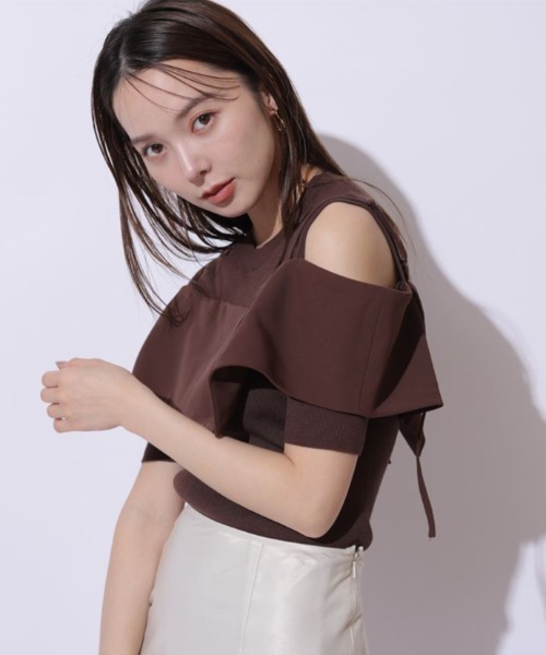 Mystrada（マイストラーダ）の「5分袖ビックカラーニット（ニット