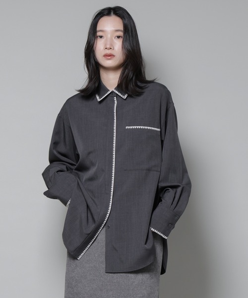 トリミング刺繍ツイルシャツ（シャツ/ブラウス）｜NANO universe（ナノ
