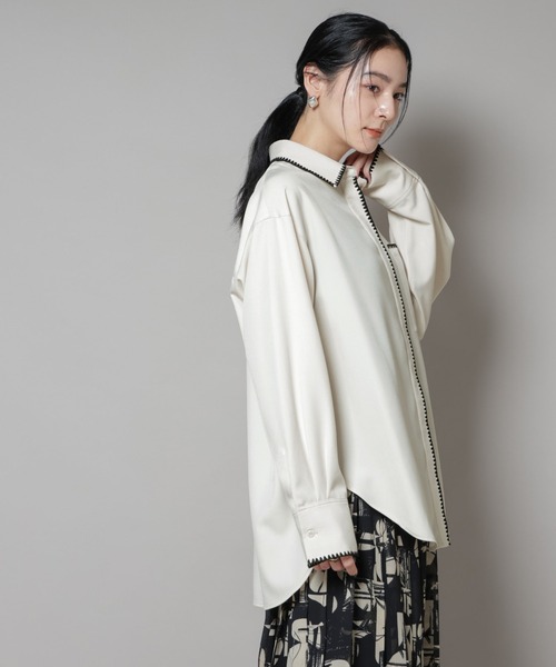 トリミング刺繍ツイルシャツ（シャツ/ブラウス）｜NANO universe（ナノ