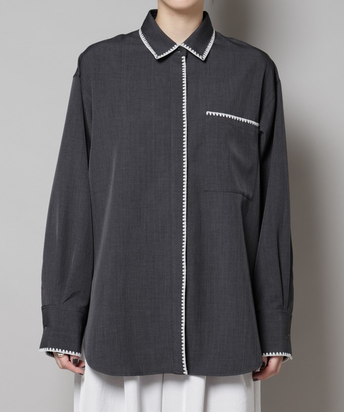 ナノユニバース（NANO universe）/トリミング刺繍ツイルシャツ トリミング刺繍ツイルシャツ（シャツ/ブラウス）｜NANO universe（ナノ